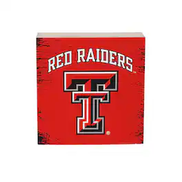 Evergreen Enterprises - Texas Tech Red Raiders 6" Square Fan Chant Wood Block Shelf Sign - Multicolor