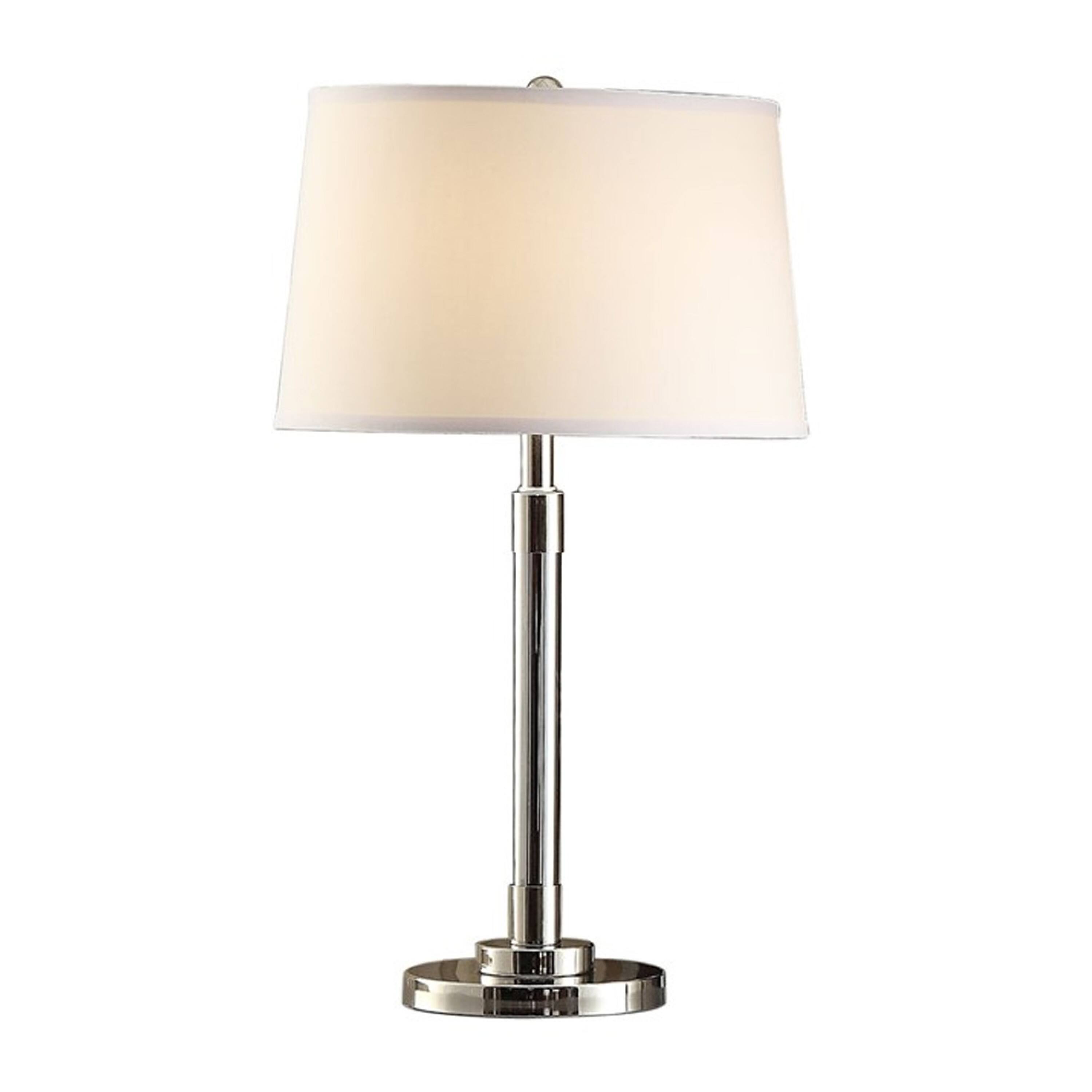 Manhattan Lane - 28 Inch Table Lamp Set of 2, Empire Fabric Shade, Modern Nickel Base - Nickel, Silver, White