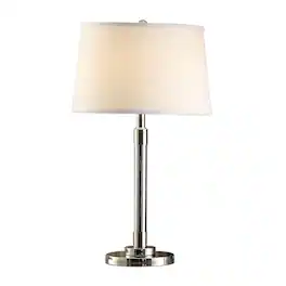 Manhattan Lane - 28 Inch Table Lamp Set of 2, Empire Fabric Shade, Modern Nickel Base - Nickel, Silver, White