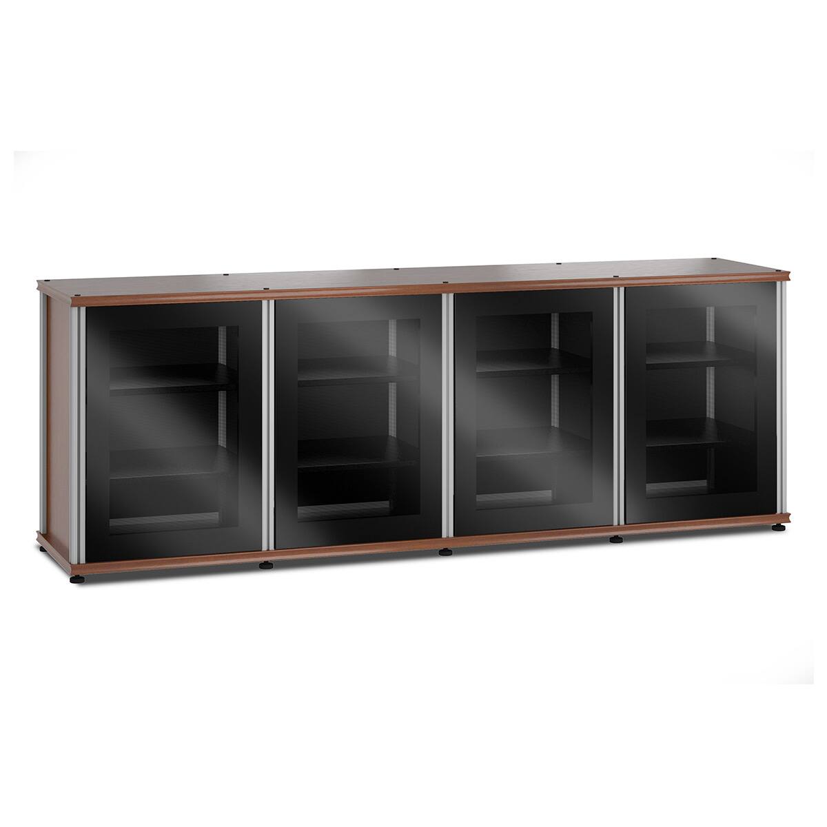 Front. Salamander Designs - Salamander Designs Synergy 347 Quad AV Cabinet (American Cherry with Black Glass Doors & Aluminum Posts) - Cherry/Aluminum.