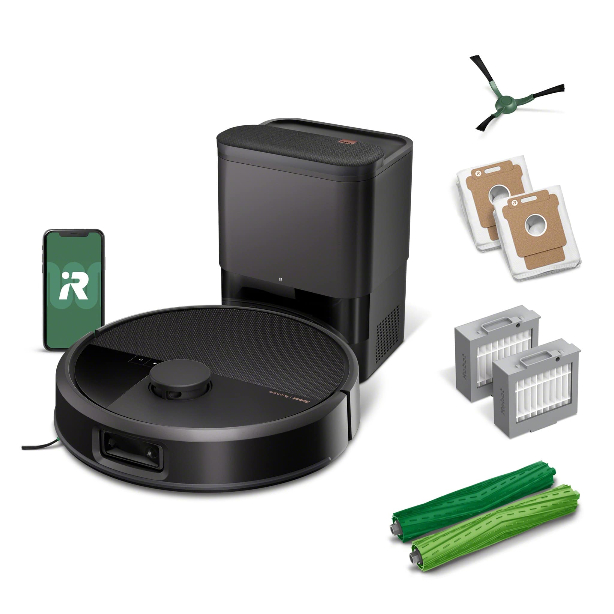 iRobot - Roomba 705 Vacuum + AutoEmpty Dock - Extreme Power-Lifting Suction, Anti-Tangle Dual Rubber Brushes, Self Empties, LiDAR - Black - Front_Zoom