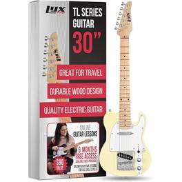 Lyxpro - 30” Electric Guitar TL Series, Solid Body Guitar with 3-Way Switch & Tone Controls - White