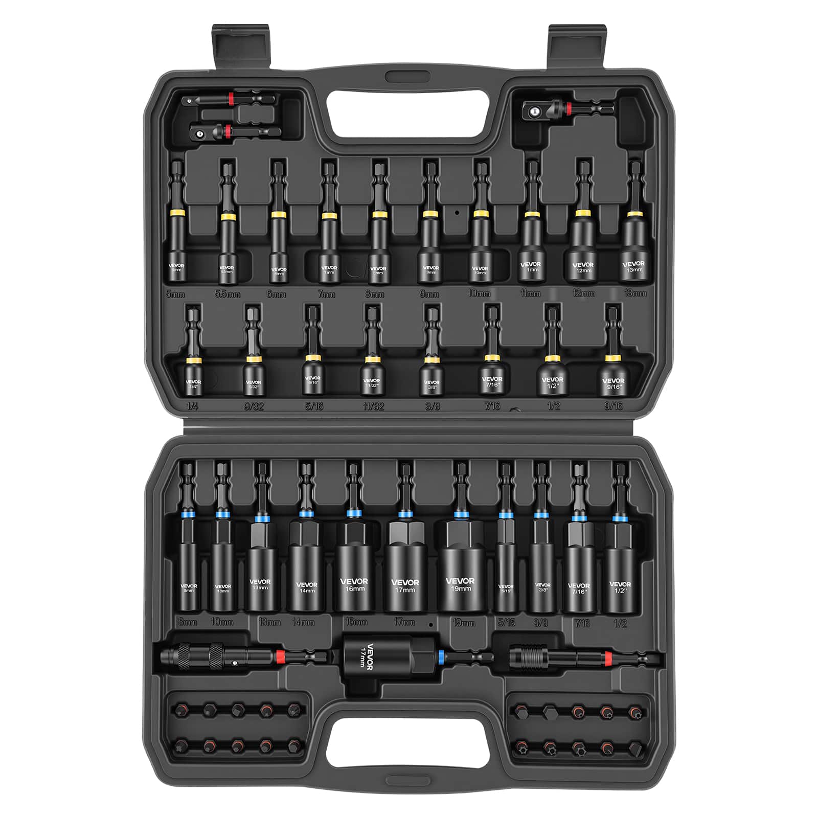 VEVOR - Master Magnetic Impact Nut Driver Set 55PCS, Metric & SAE Sizes, with Socket Adapters, Bit Holder, Wing Nut Driver - Black price history on PriceWatchPro