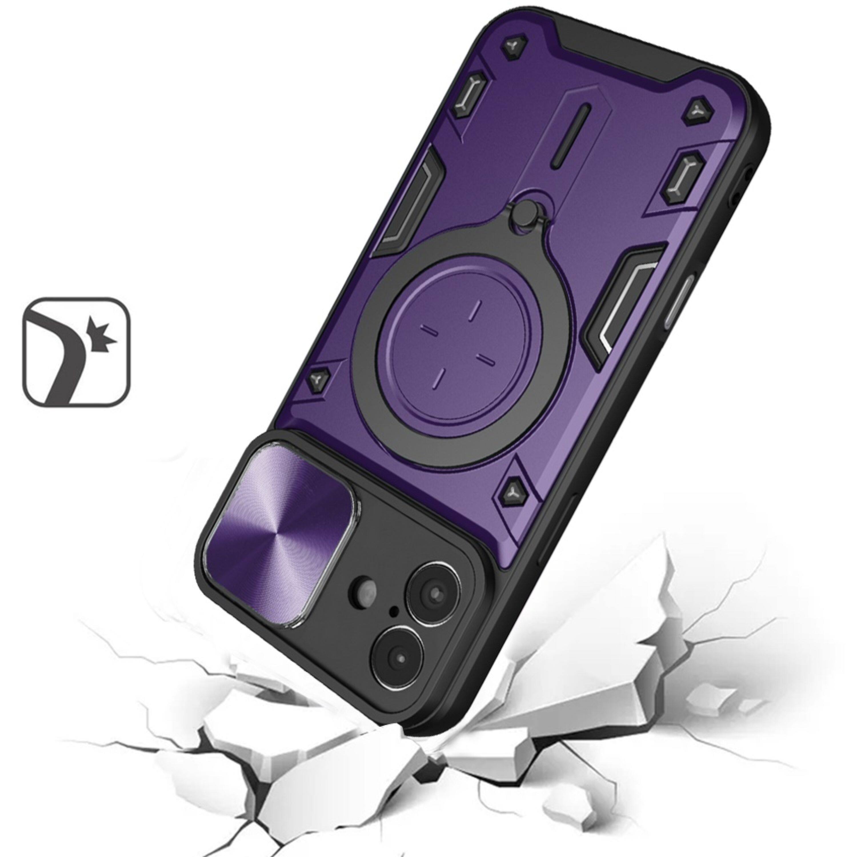 Left. Kitcheniva - Magnetic Lens Protection Case With Tempered Glass For iPhone 16 Dark Purple - Dark Purple.