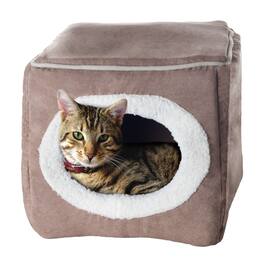 PetMaker - Cat House Indoor Bed with Removable Foam Cushion Cat Cave for Puppies, Rabbits, Guinea Pigs, and Other Small Animals - Light Brown