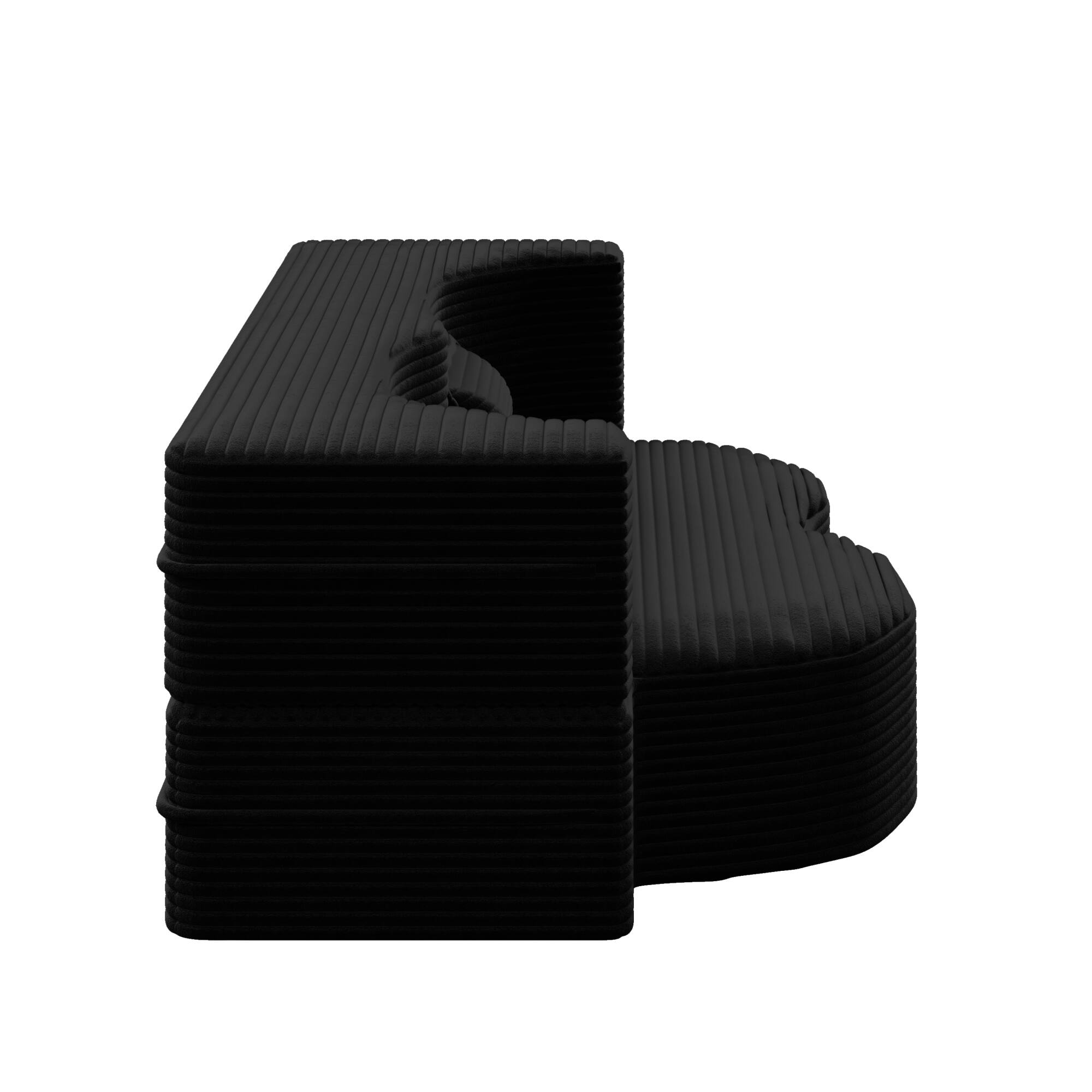 Alt View 6. GOODSILO - Convertible Plush Corduroy Floor Sleeper Sofa with Dual Pillows for Living Room and Guest Use - Black.