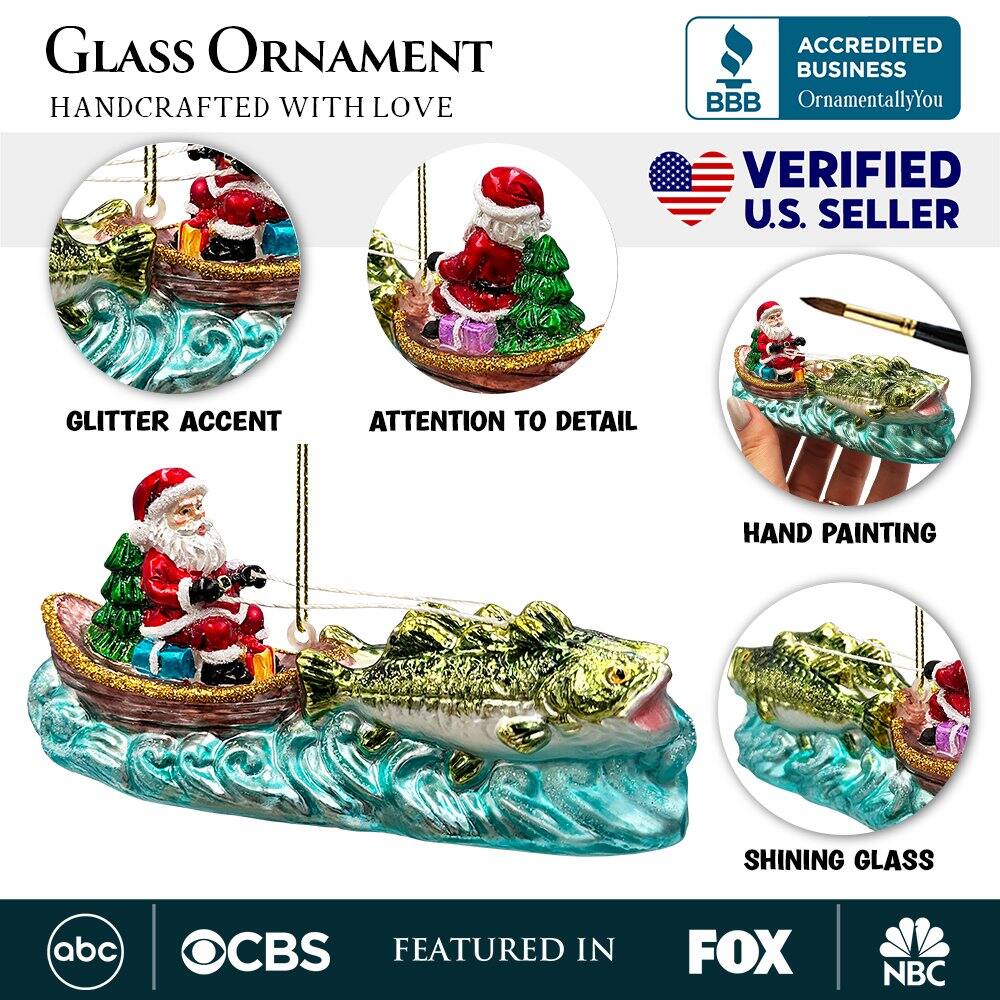 **Glass Ornament**  
Handcrafted with Love

- Glitter Accent
- Attention to Detail
- Hand Painting
- Shining Glass

**Accredited Business**  
OrnamentallyYou

**Verified U.S. Seller**

Featured in  
ABC  
CBS  
FOX  
NBC