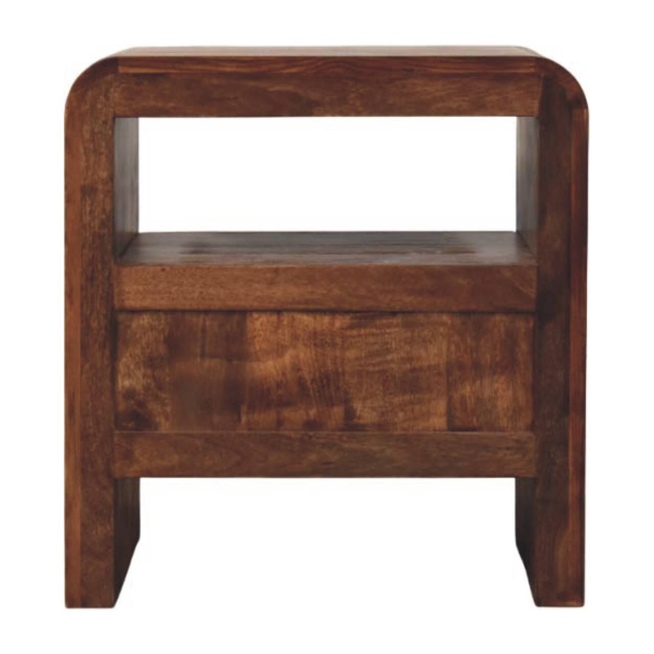 Back. Artisan Furniture - Artisan Furniture Solid Wood Tiger Oak Open Bedside with Brass Handle - Brown.