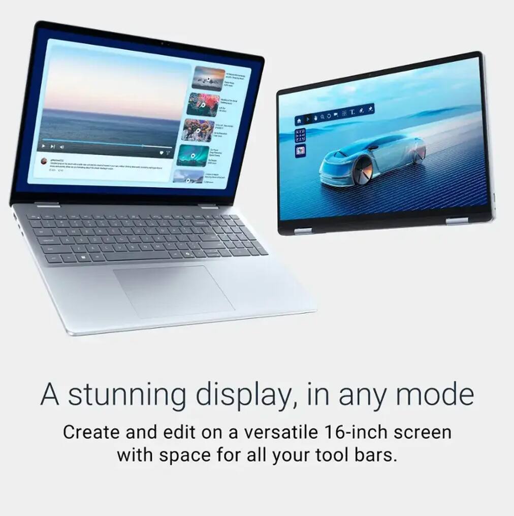 A stunning display, in any mode  
Create and edit on a versatile 16-inch screen with space for all your tool bars.