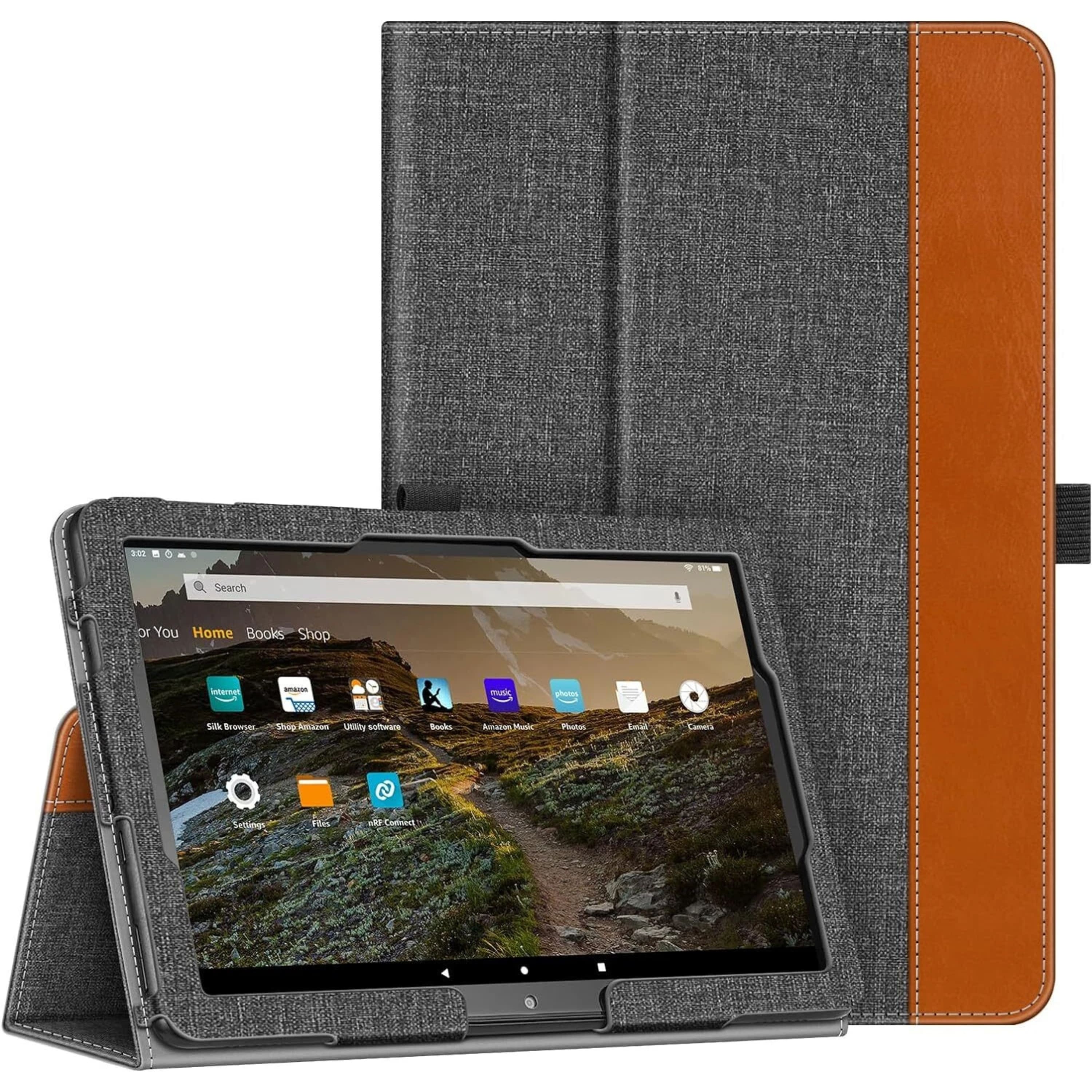 Sure, here is the corrected and grouped text from the image:

---

**Top Bar:**
- Search
- For You
- Home
- Books
- Shop

**Icons and Text:**
- Silk Browser
- Shop Amazon
- Unity Software
- Books
- Amazon Music
- Photos
- Camera
- Settings
- File
- nfc Connect

**Other Text:**
- Internet
- Browser
- Shop
- Amazon
- Music
- Photos
- Camera
- Settings
- File
- nfc Connect

---

This text is organized based on the visible elements on the tablet screen.