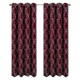 RT Designers Collection - RT Designer Collection Kimber Embroidered Blackout Luxurious Decorative Grommet Curtain Panel 54" x 84" - Burgundy