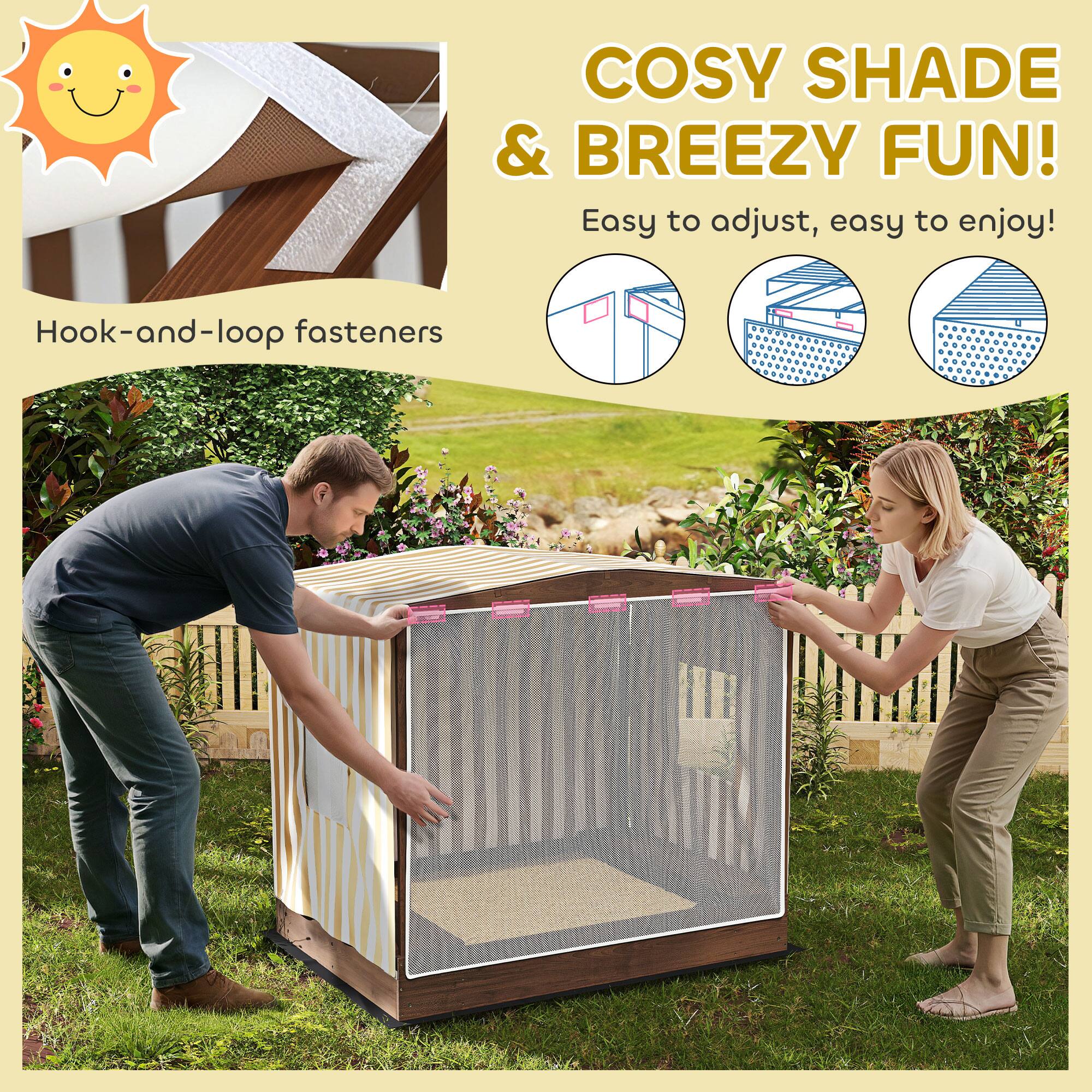 COSY SHADE & BREEZY FUN!  
Easy to adjust, easy to enjoy!  

Hook-and-loop fasteners