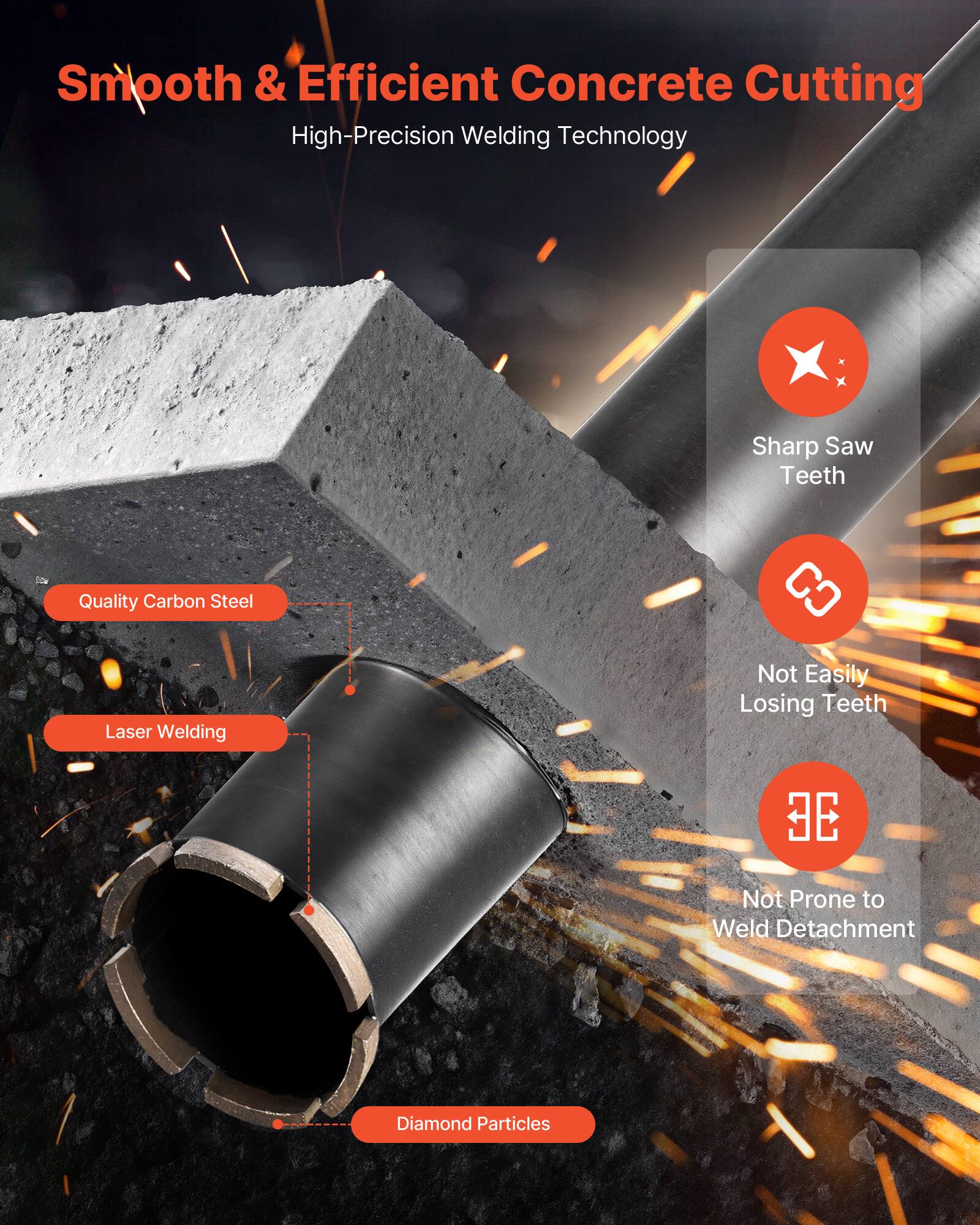 Smooth & Efficient Concrete Cutting  
High-Precision Welding Technology  

- Quality Carbon Steel  
- Laser Welding  
- Sharp Saw Teeth  
- Not Easily Losing Teeth  
- Not Prone to Weld Detachment  
- Diamond Particles