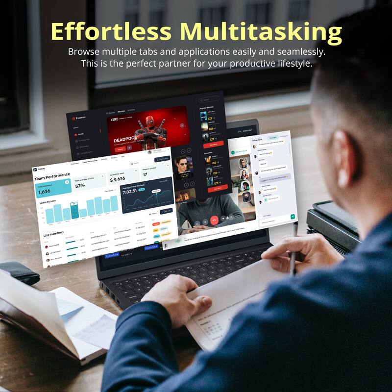 Effortless Multitasking  
Browse multiple tabs and applications easily and seamlessly.  
This is the perfect partner for your productive lifestyle.  

Fumun - CRO - DEADPOOL - SoaTN - Team Performance - 52% 1,636 - 17 $ 9,636 - 7:02:51 - Procedure - Procedee - 4