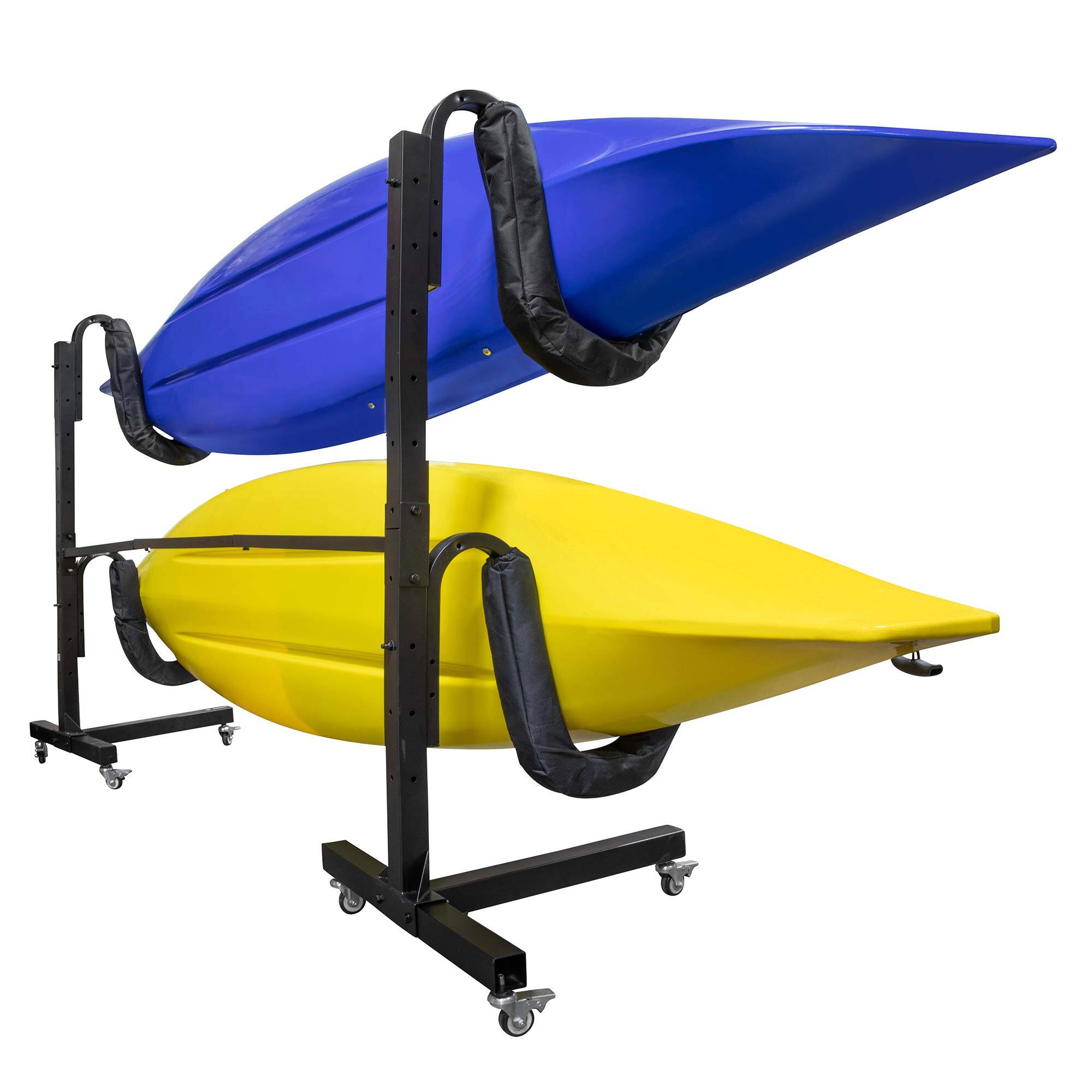 Alt View 1. RaxGo - Freestanding 2 Kayak Rack, Heavy Duty Kayak Stand for Indoor, Outdoor, or Dock - With Wheels - Black.