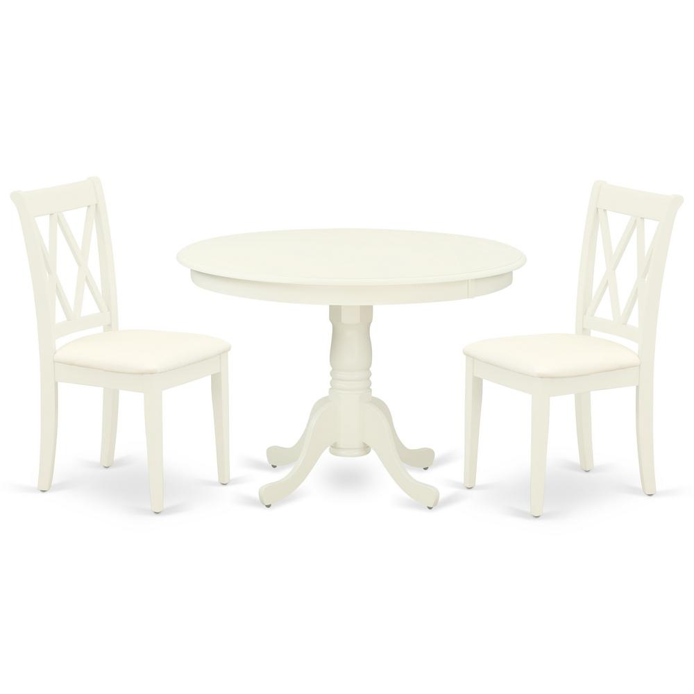 Back. East West Furniture - Dining Room Set Linen White - Brown.