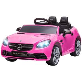 BreeBe - Aosom 12V Mercedes SLC 300 Licensed Kids Electric ride on Car w/ Remote Control, Music, Lights, Suspension, Age 3–6 - Pink