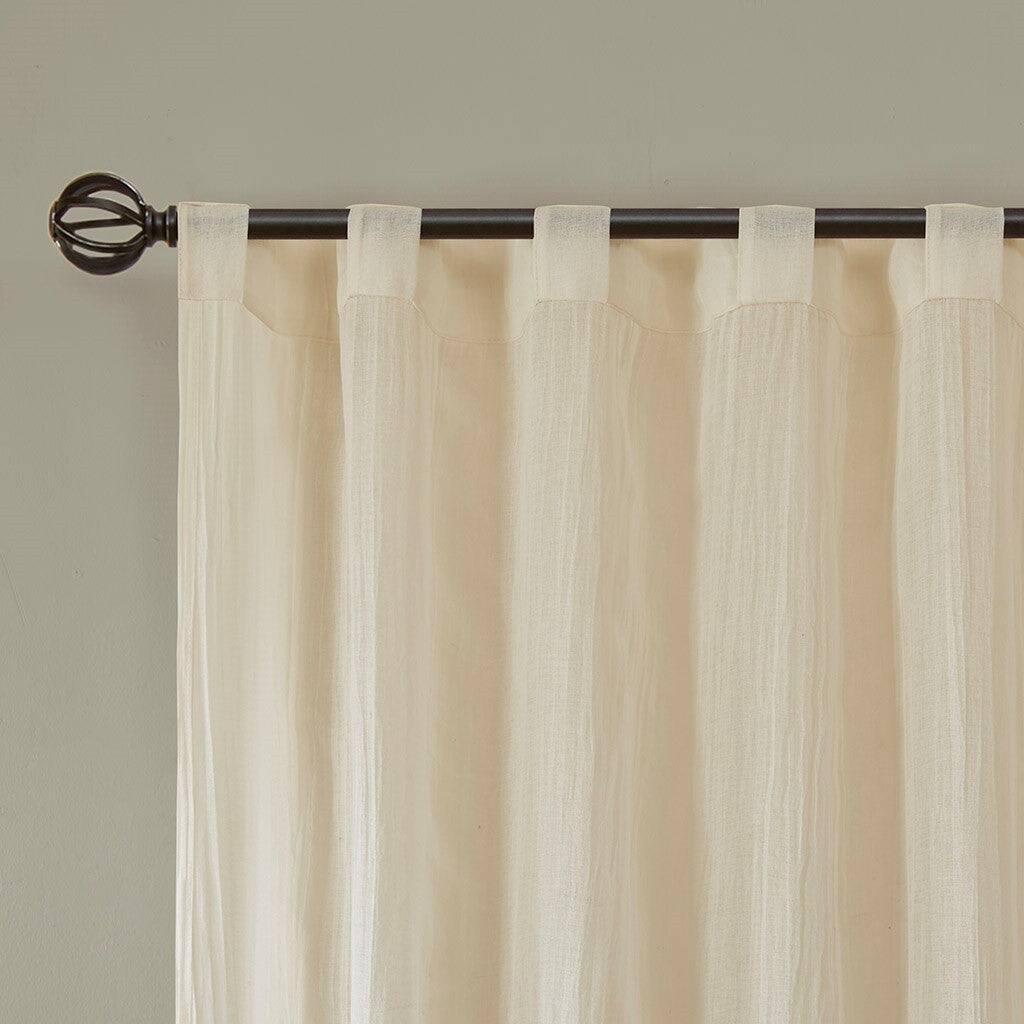 Alt View 2. BreeBe - Solid Crushed Curtain Panel Pair(2 Pcs Window Panels) - Cream.