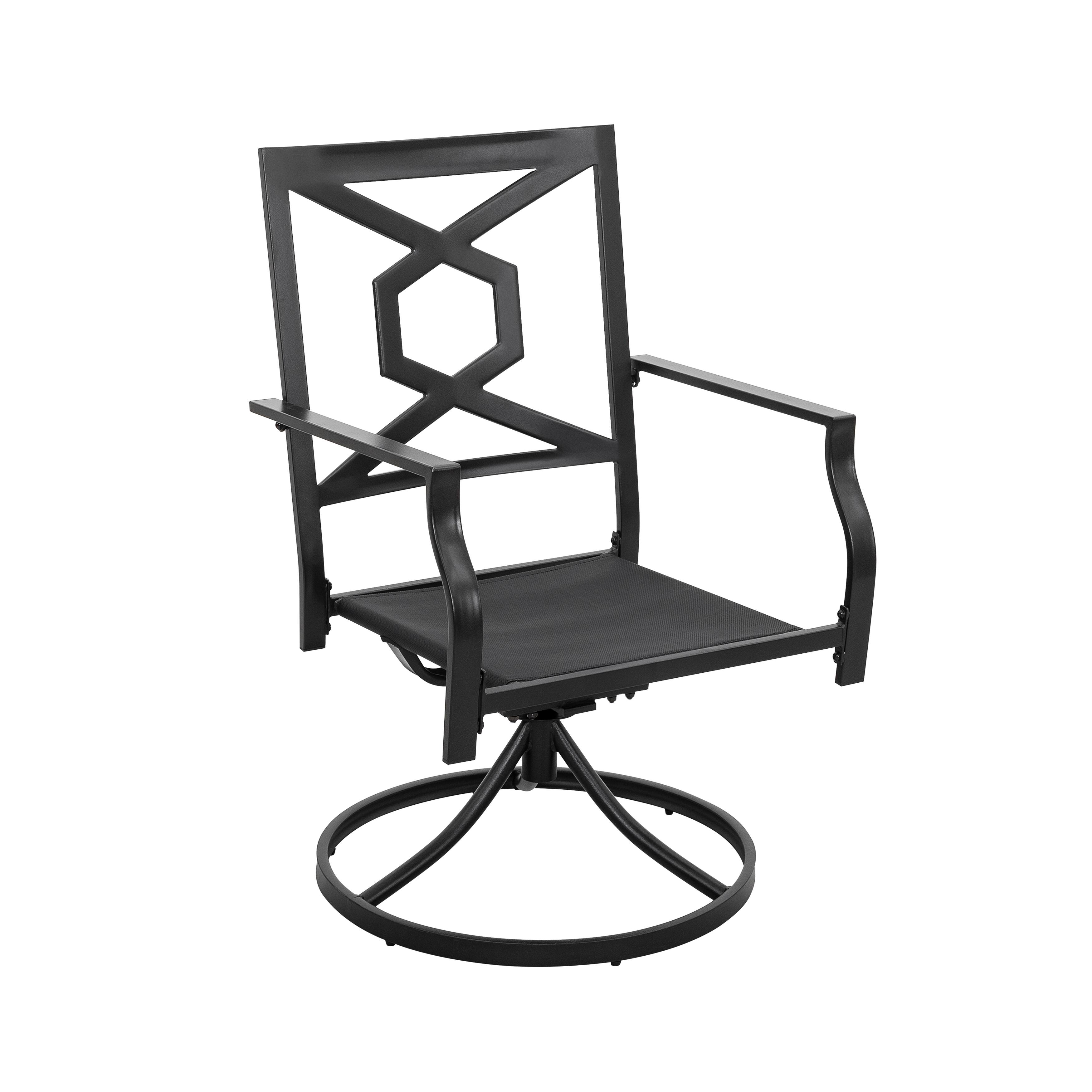 Alt View 9. Nuu Garden - Outdoor Patio Swivel Chair Set of 2 Iron Dining Rocker Chairs - Black and Beige.