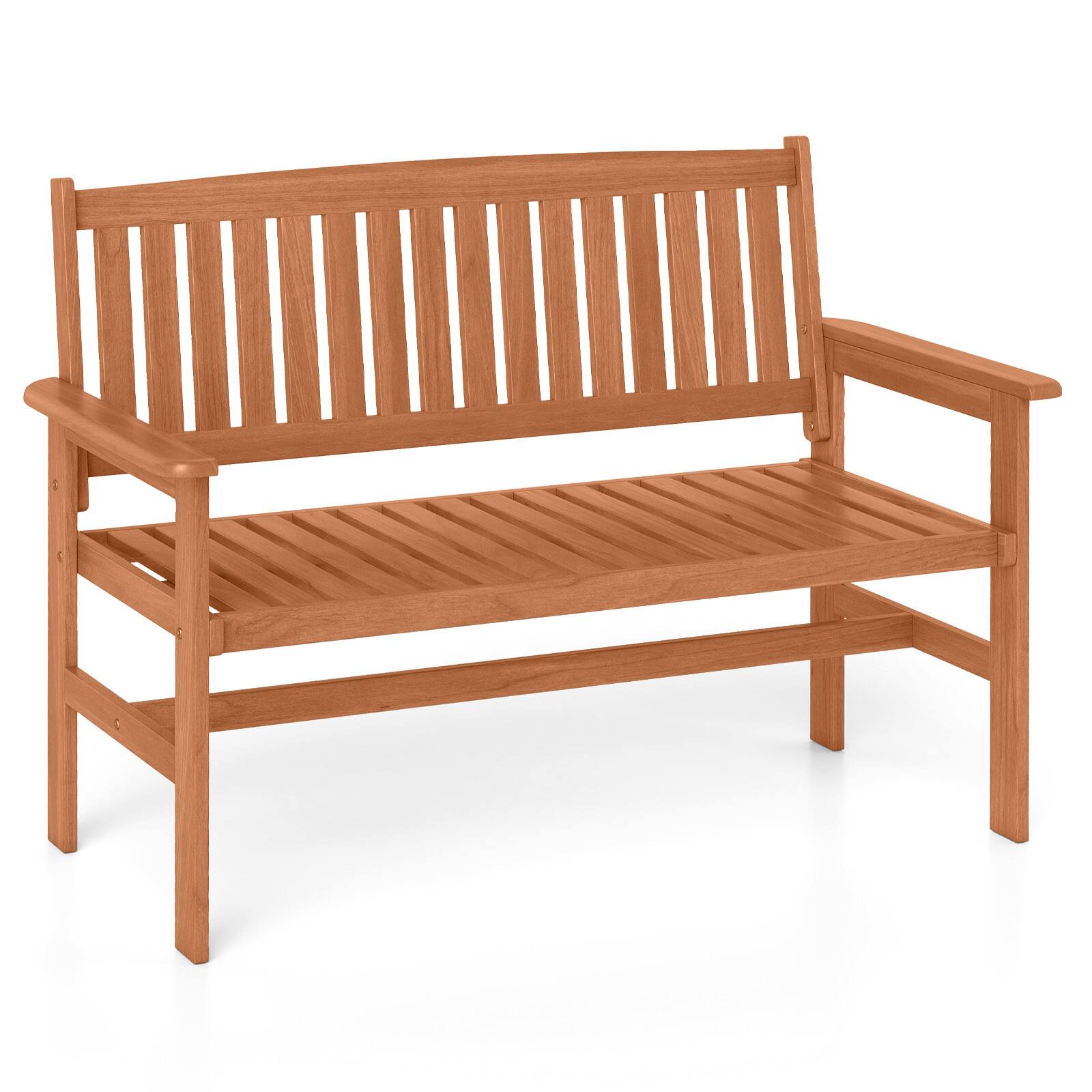 Alt View 9. Gymax - Gymax 2-Person Patio Loveseat Garden Bench w/Slatted Backrest & Comfortable Armrests - Natural.