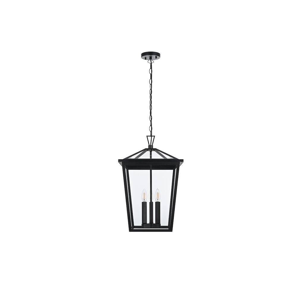 Back. Elegant Lighting - Oxford 7 inch Outdoor Pendant in Black - Black.