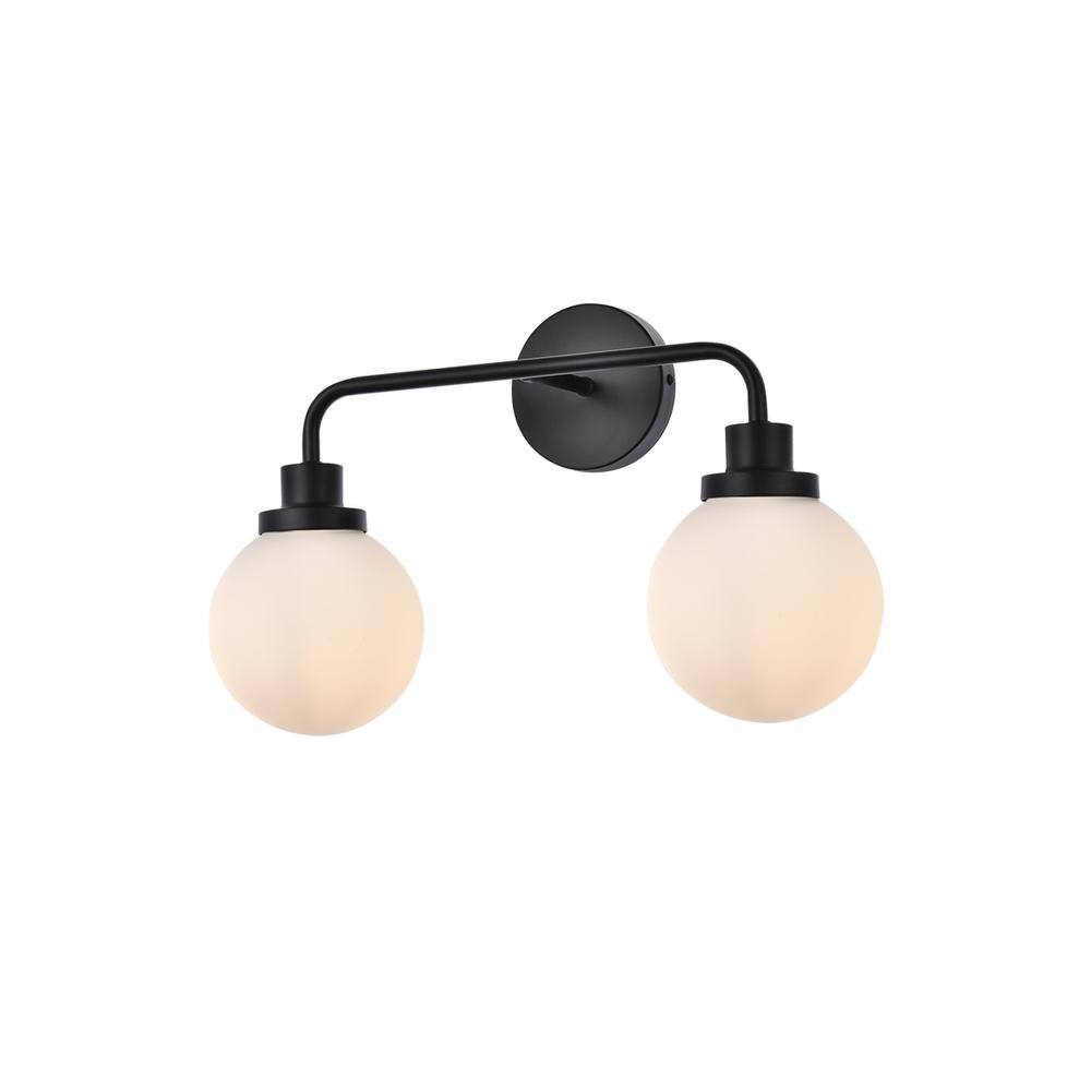 Alt View 2. Living District - Hanson 2 lights bath sconce in black with frosted shade - Black And Frosted Shade.