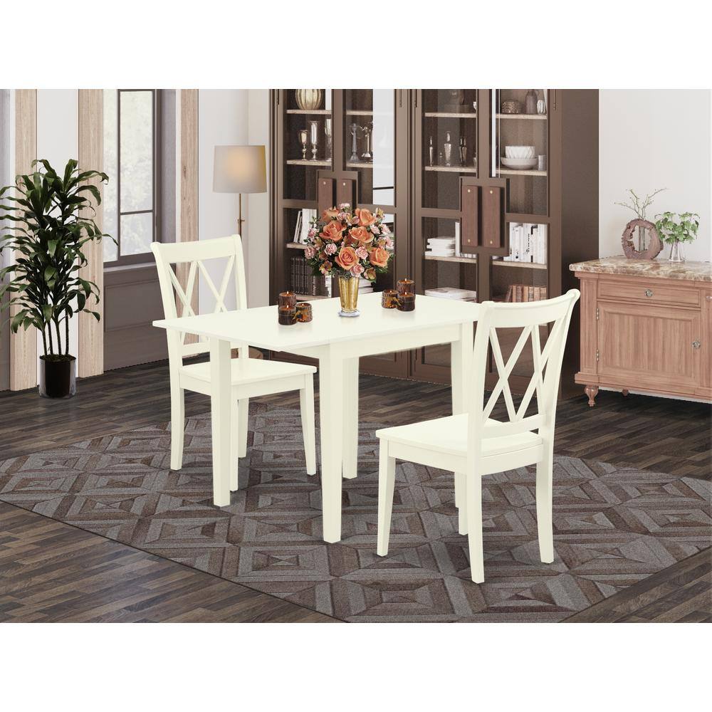 Left. East West Furniture - Dining Room Set Linen White - Brown.