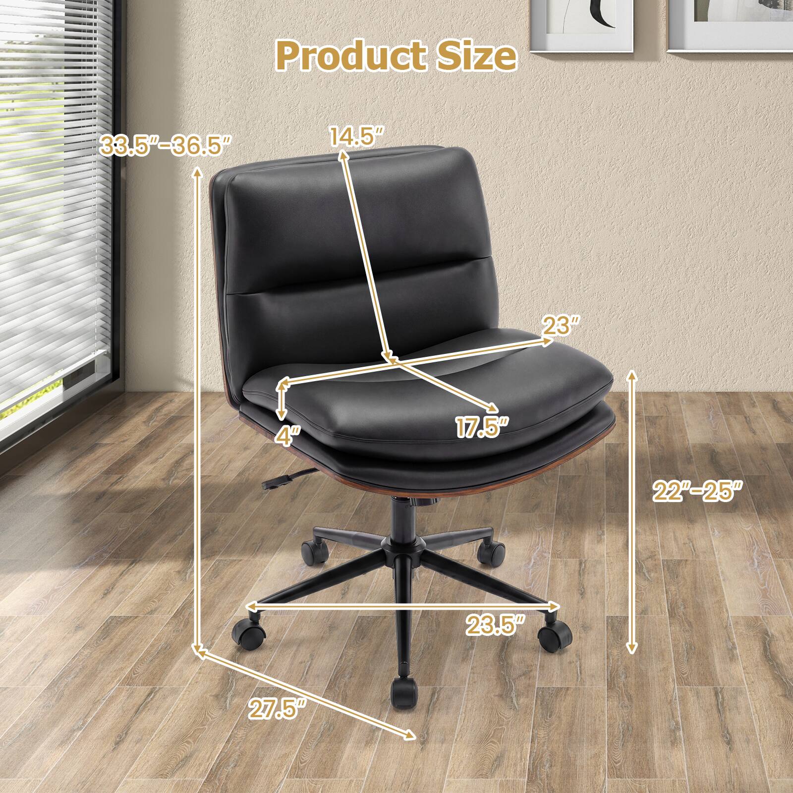 Product Size  
33.5"-36.5"  
14.5"  
23"  
4"  
17.5"  
22"-25"  
23.5"  
27.5"