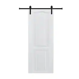 Boyel Living - Modern 2-Panel Barn Sliding Door 42-in L x 0.75-in W x 84-in H with Hardware Kit - Milk White