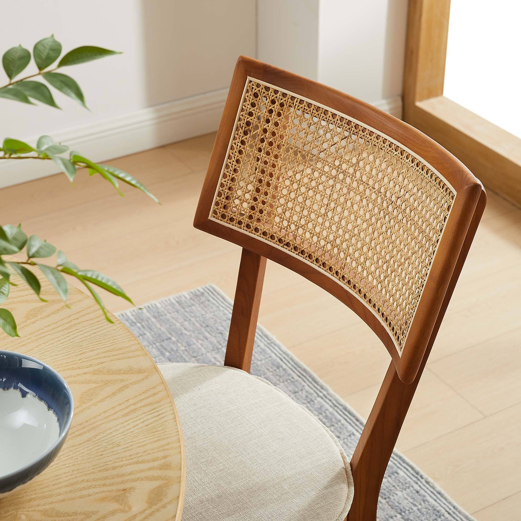 Alt View 6. Modway - Caledonia Fabric Upholstered Wood Dining Chair Set of 2 by Modway - Brown.
