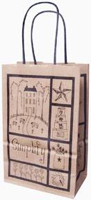 Front. BreeBe - Primitive Blessings Gift Bag Small - Brown.