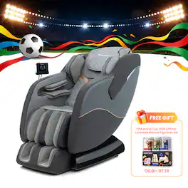Costway - SL Track Zero Gravity Massage Recliner with Thai Stretch Foot Rollers Voice Control - Gray