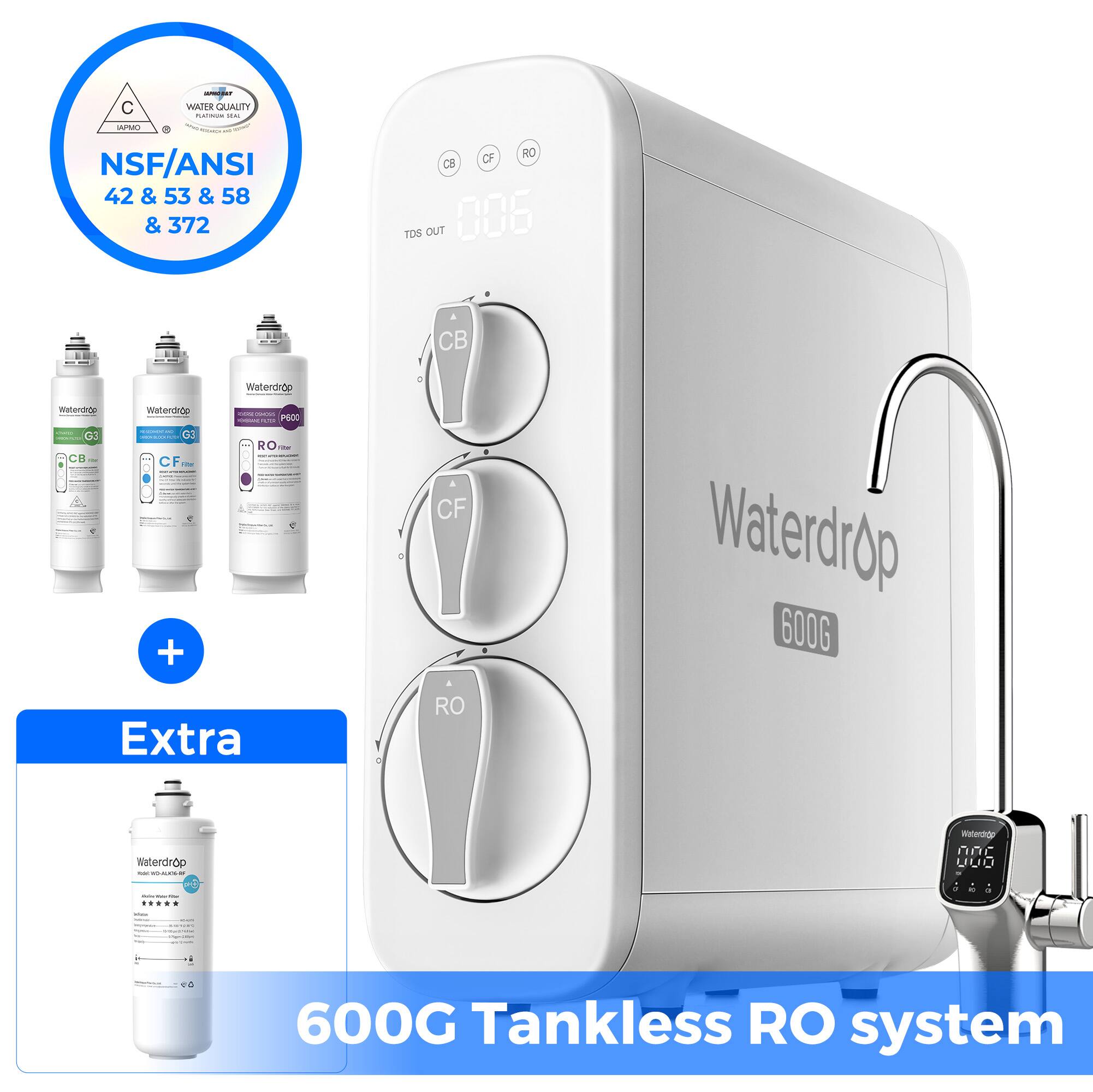 - C WAITR QUALITY -- SAPSAO NSF/ANSI 42 & 53 & 58 & 372 OF RO C8 TDS OUT 006 CB Waterdrop manantnoe C weterdnce + PPROO RO - CF Waterdrop 600G Extra RO Waterdrop - - - 2 - -. waterp noc UUO - 600G Tankless RO system