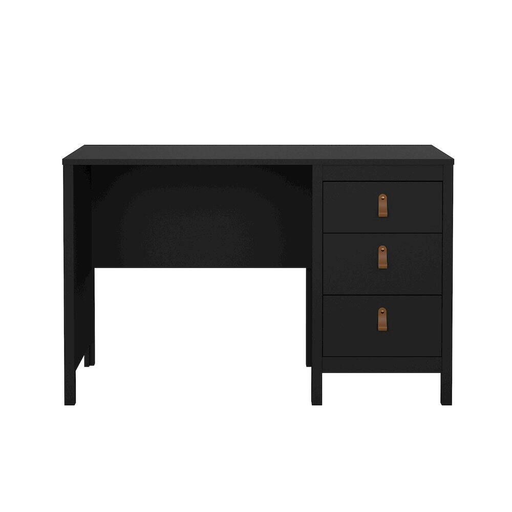 Alt View 2. FurniFact - Matte Computer Desk with 3 Drawers, Home Office Study Table - Black.