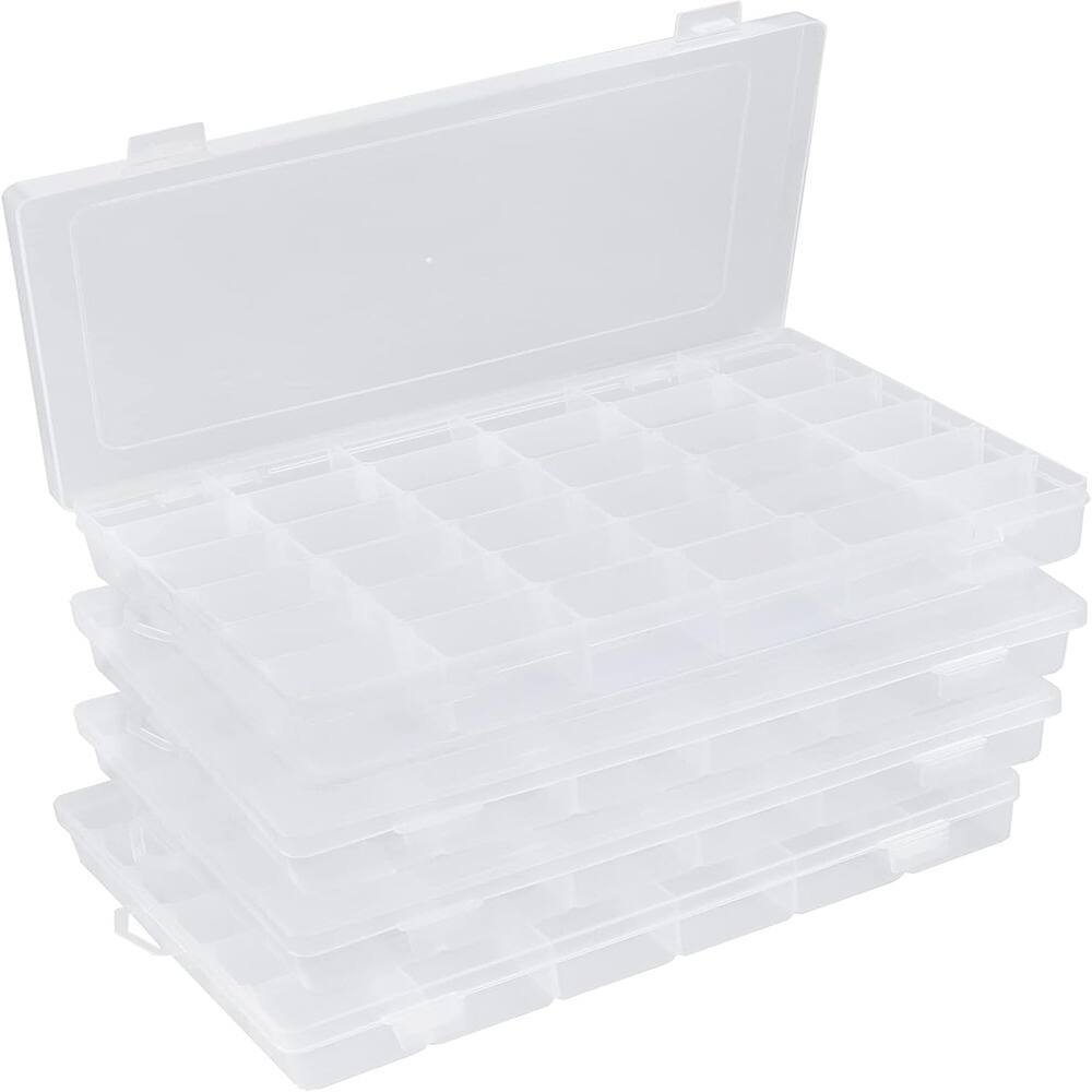 Front. RTMB - Clear Plastic Bead Organizer Box, 36 Grids, 4-Pack.
