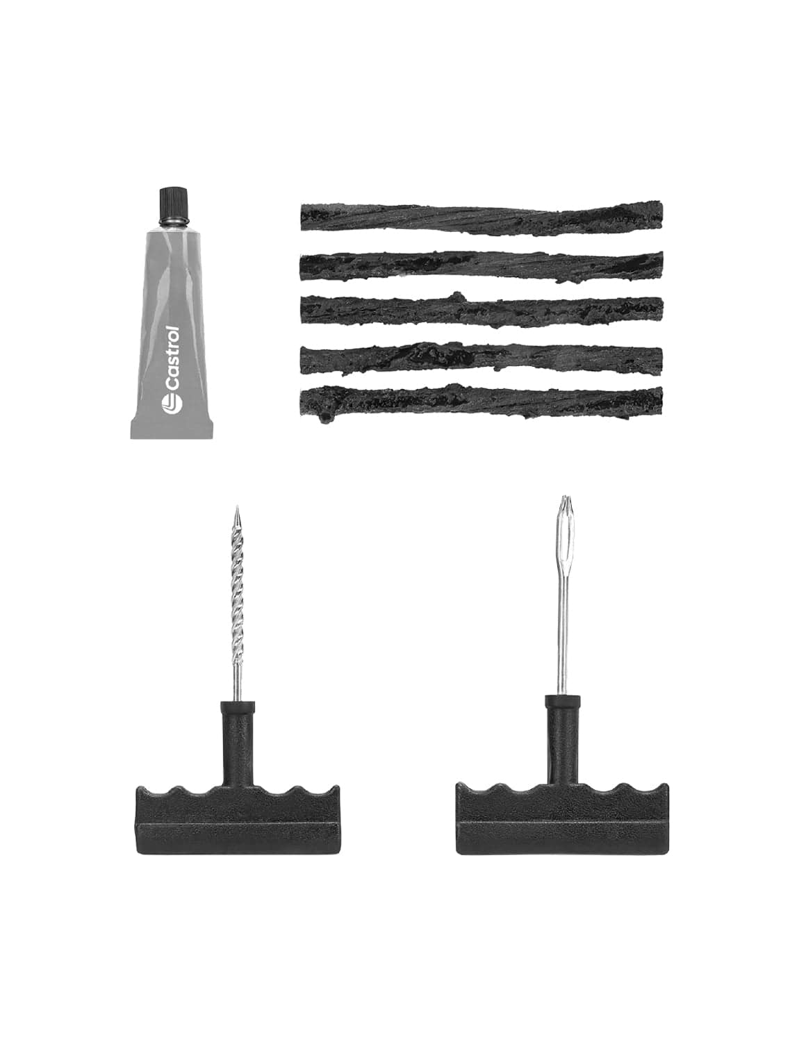 Castrol - 8-Piece Tire Repair Kit with Reamer, Insertion Tool, Cement and Plugs