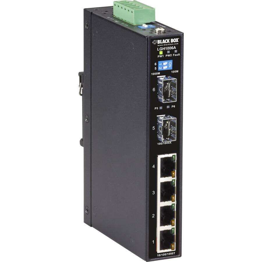 BLACK BOX www.blackbox.com  
LGH1006A  
PW1 PW2 Fault  
6 5 2 1000M  
O Z 100M  
6  
P5  
P6  
5  
100/1000X  
4  
3  
2  
1  
10/100/1000T