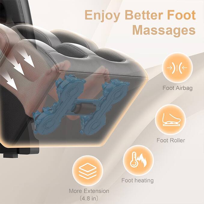Enjoy Better Foot Massages

- Foot Airbag
- Foot Roller
- Foot heating
- More Extension (4.8 in)