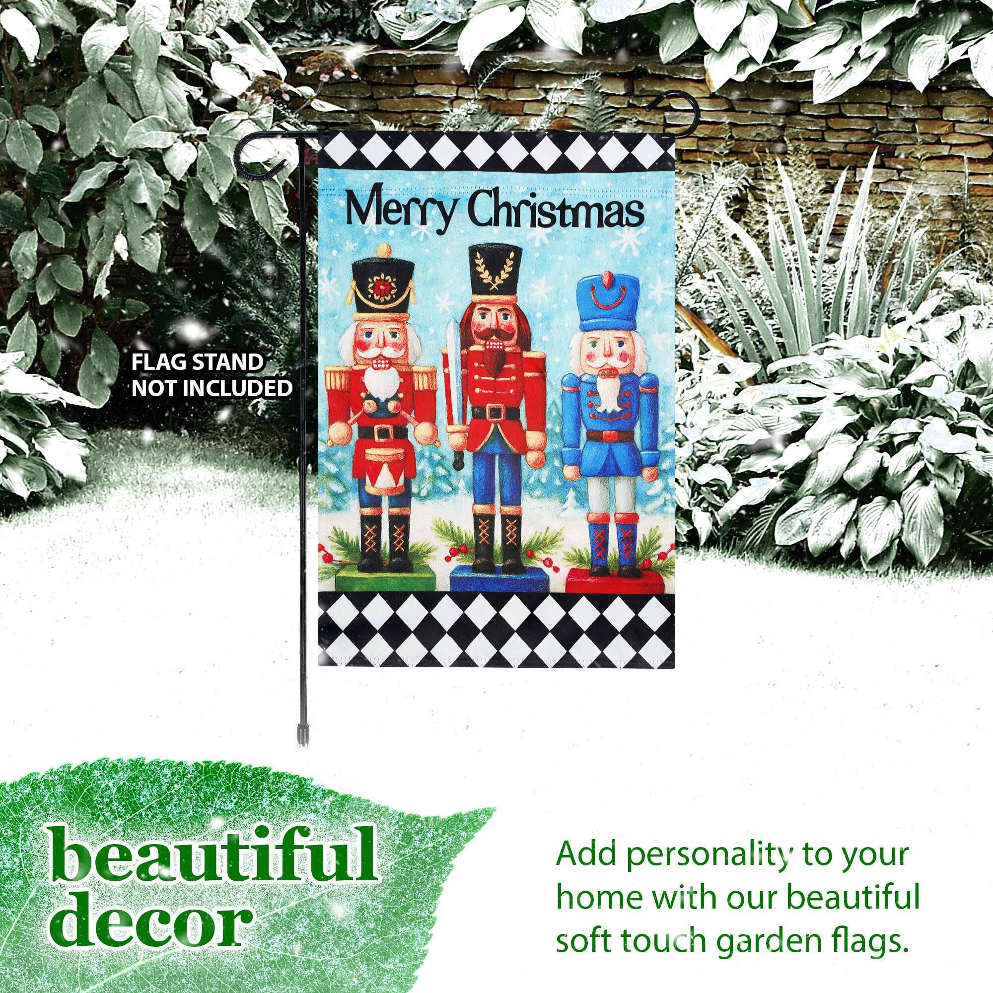 Merry Christmas

FLAG STAND NOT INCLUDED

beautiful decor

Add personality to your home with our beautiful soft touch garden flags.