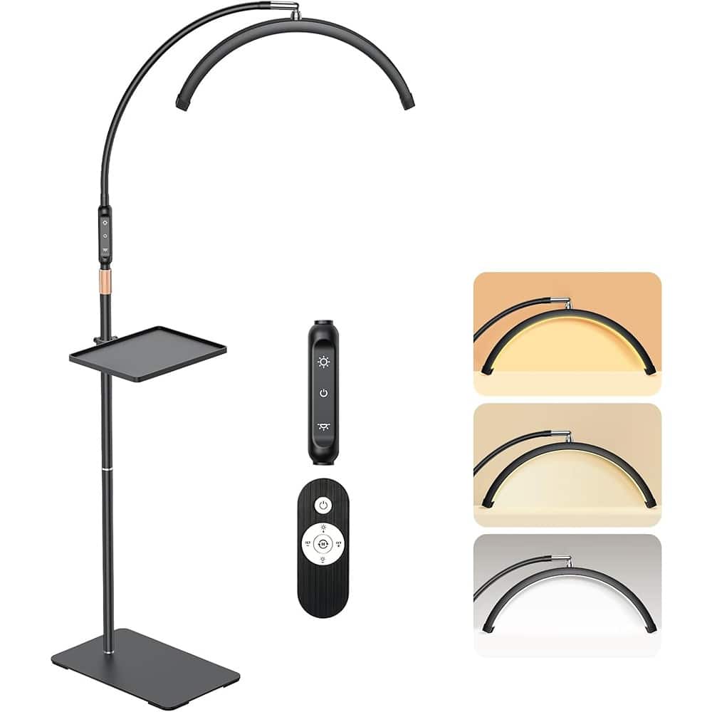MOSZAR LLC - Half Moon LED Lash Lamp with Tool Tray, Adjustable Color, Black