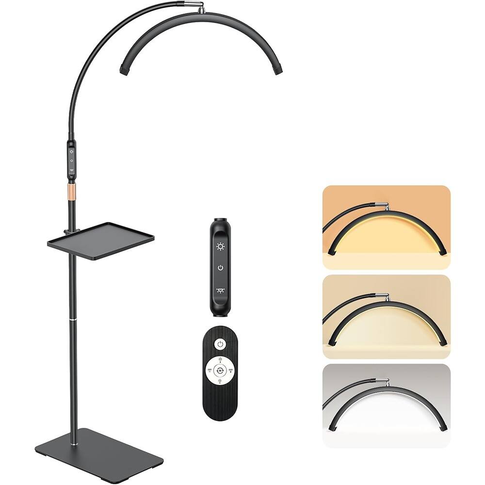 MOSZAR LLC - Half Moon LED Lash Lamp with Tool Tray, Adjustable Color, Black