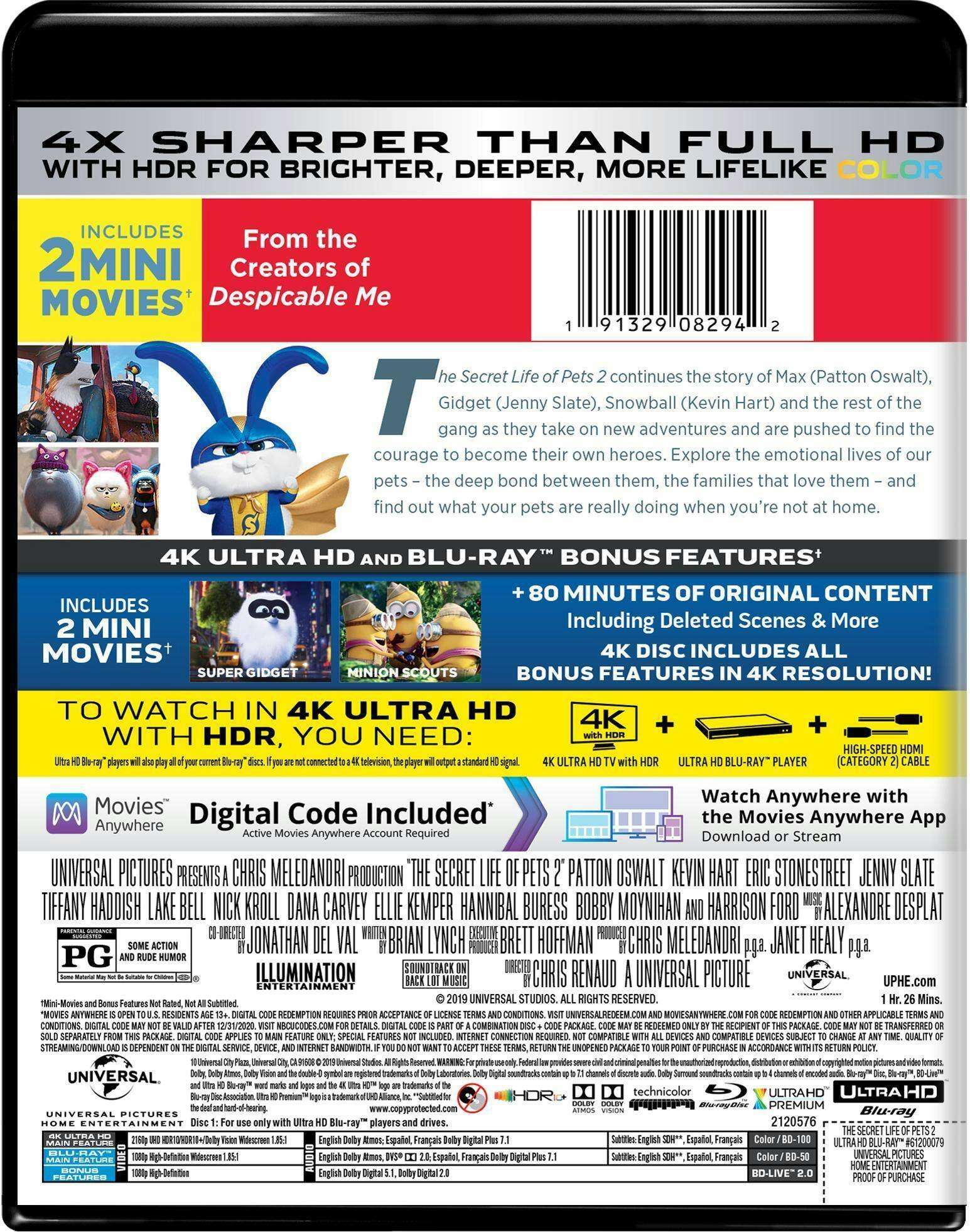 Back. The Secret Life of Pets 2   - 4K Blu-Ray.