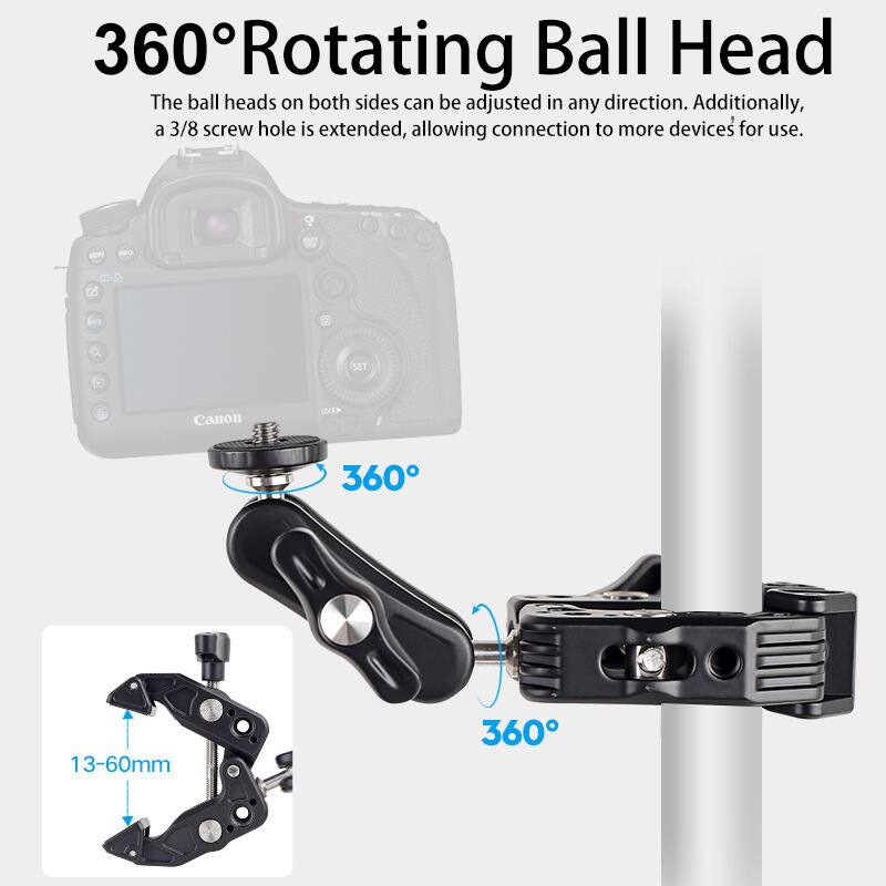 360° Rotating Ball Head

The ball heads on both sides can be adjusted in any direction. Additionally, a 3/8 screw hole is extended, allowing connection to more devices for use.

NPO 0 - offers 7 SET Canon 4000 360 13-60mm 360