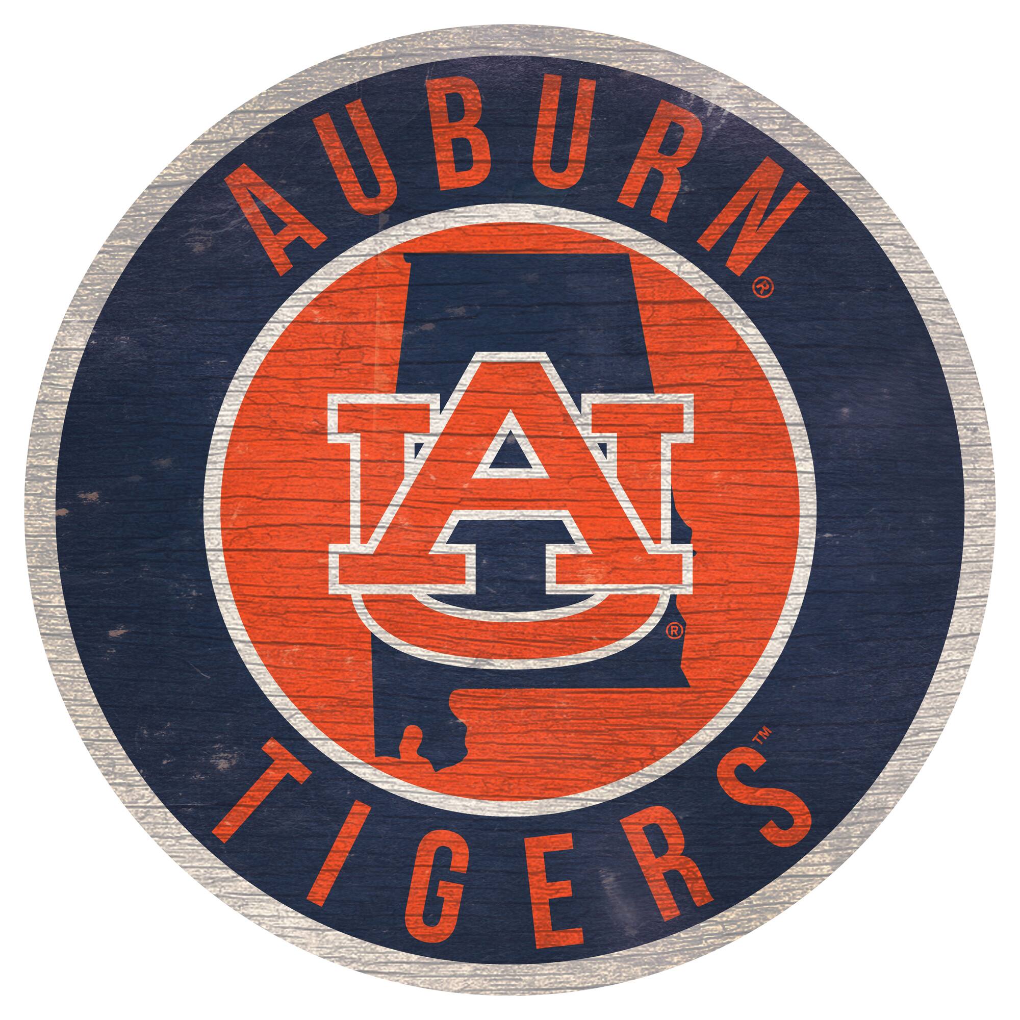 Auburn Tigers 12'' x 12'' State Circle Sign