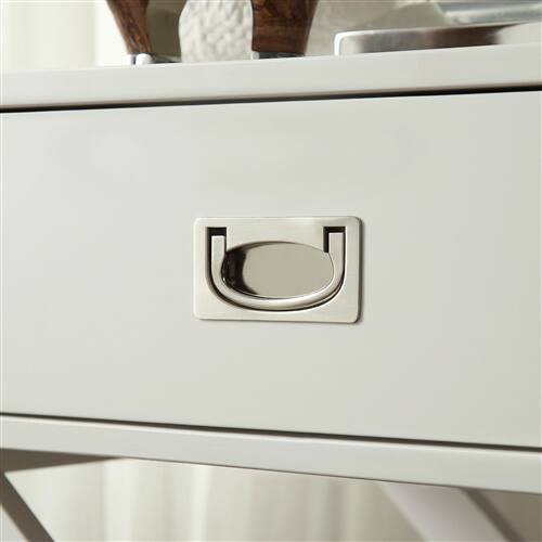 Back. SlickBlue - Bedroom Nightstand End Table with 1 Drawer, Modern Design - White.