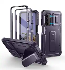 Dexnor - for Samsung Galaxy A17 5G Phone Case with Screen Protector, Slide Camera Cover and Kickstand Shockproof Protective Cover - Phantom Purple