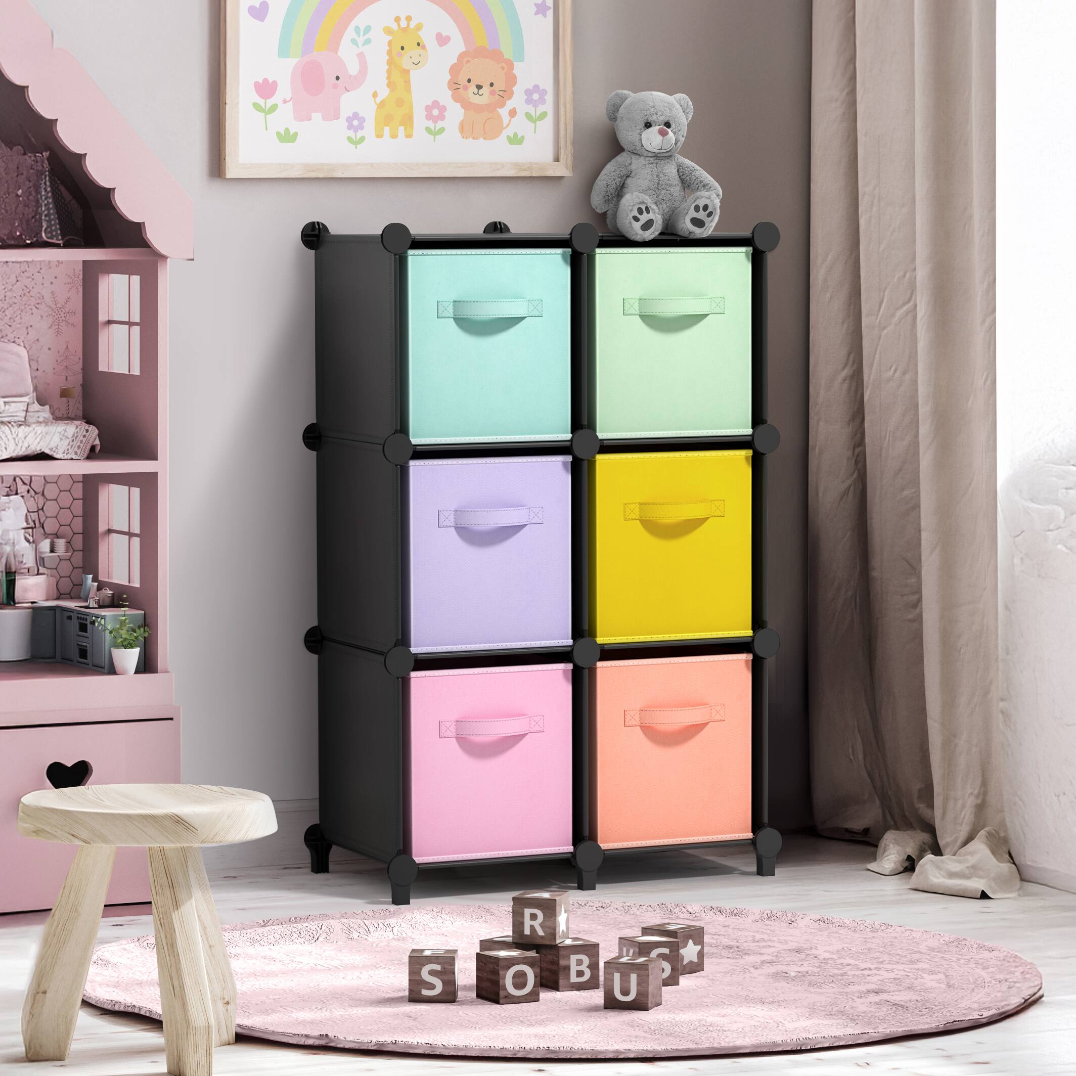 Angle. Sorbus - Sorbus 6 Cube Storage Organizer with 6 Fabric Storage Bins, Closet Organizers and Storage with 11 Inch Baskets.