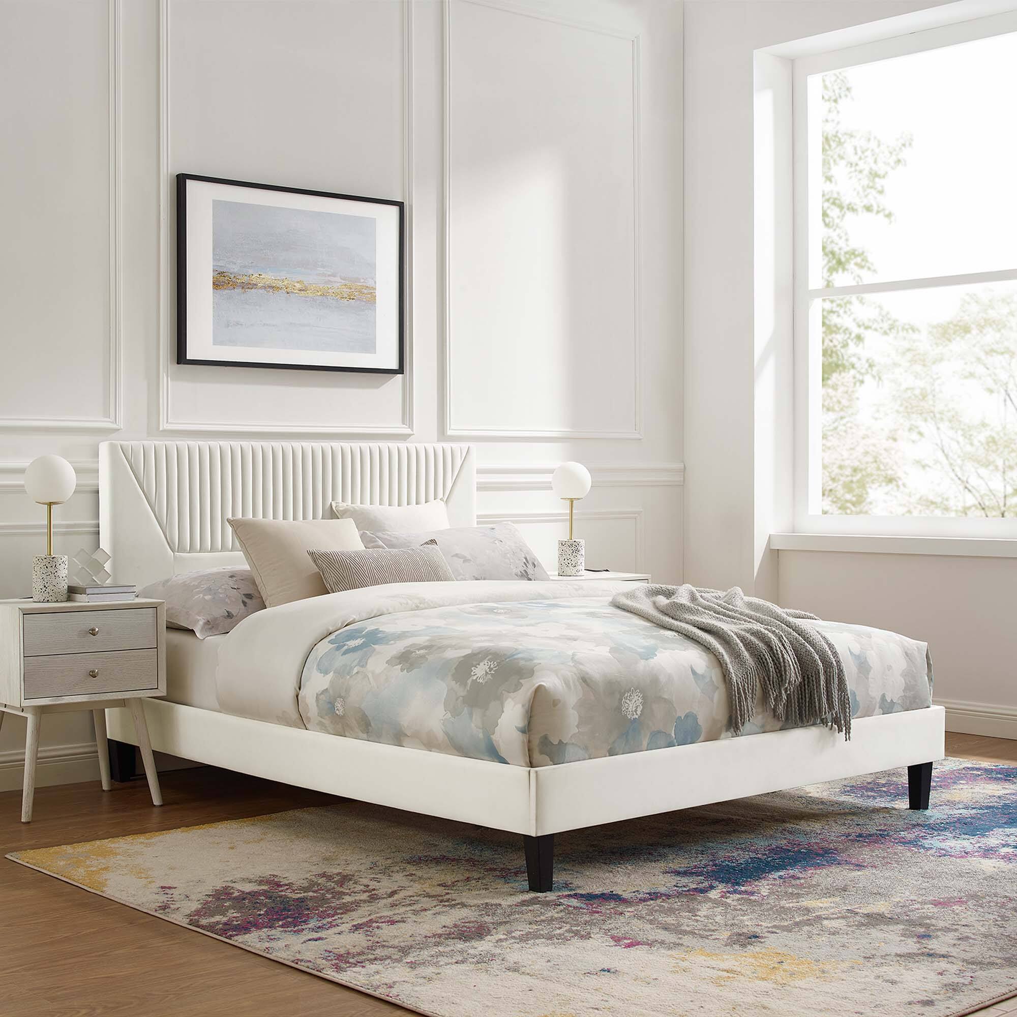 Alt View 4. Modway - Willow Wood King Platform Bed With Splayed Legs - Brown.
