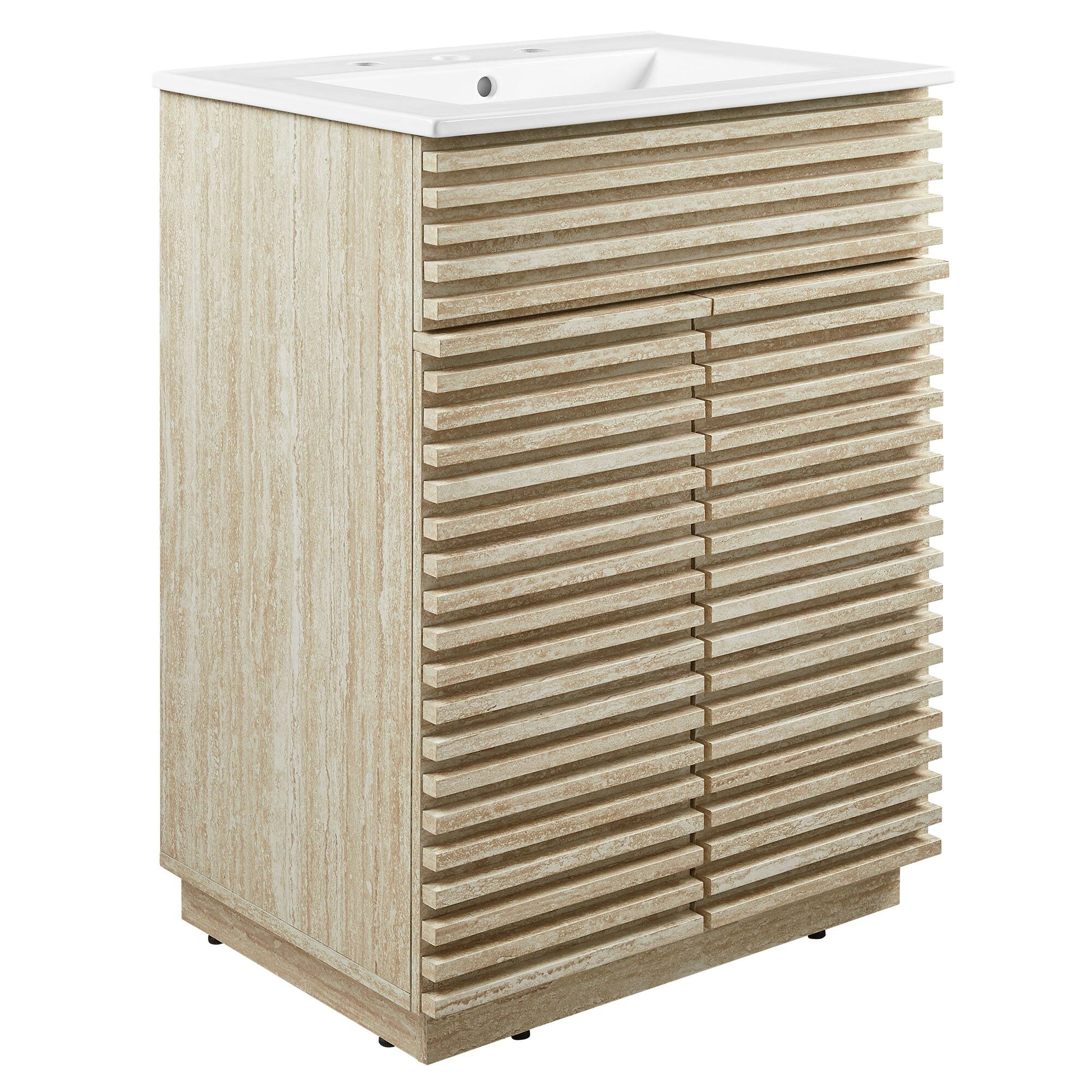 Angle. Modway - Render 18" and 24" Bathroom Vanities with White Basin Included by Modway - White.