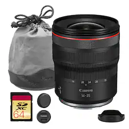 Canon - RF 14-35mm f/4 L IS USM Lens (4857C002) Ultra Wide Zoom 64GB Card Landscape Bundle - Black